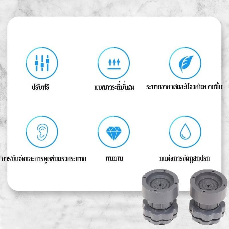 ขารองเครื่องซักผ้า 4 ชิ้น ยางปรับระดับได้ กันสั่น กันลื่น กันเสียงดัง รองตู้เย็นก็ได้ จาก กทม. รูปที่ 6