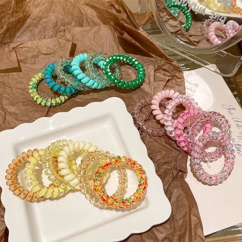 Sweet Candy Color Phone Cord Hair Tie ความยืดหยุ่นสูง No Hair Strangle รูปที่ 3