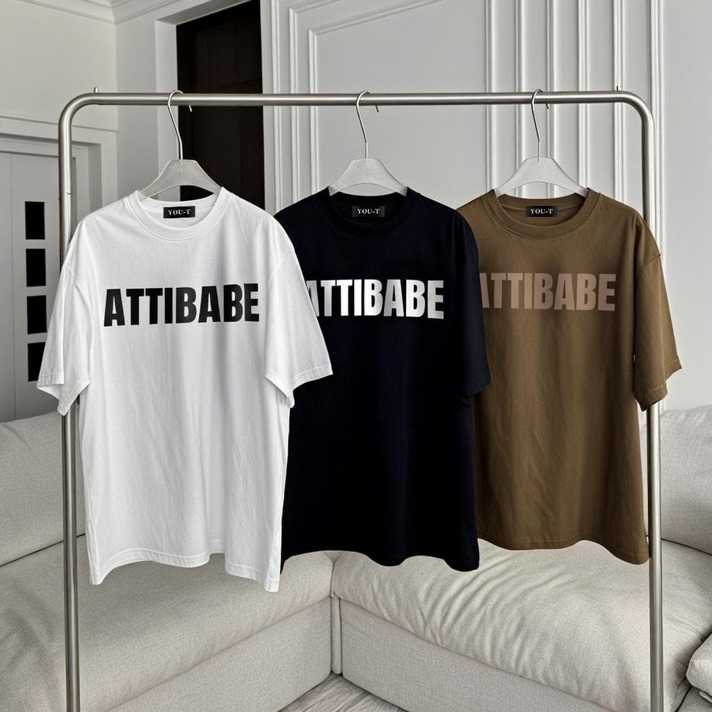 Basi เสื้อผู้ชาย เสื้อยืด oversize สตรีท เกรดพรีเมียม โคตรนุ่ม เสื้อคอตตอน100% ไม่หดตัวลาย ลาย "ATTIBABE" รูปที่ 1