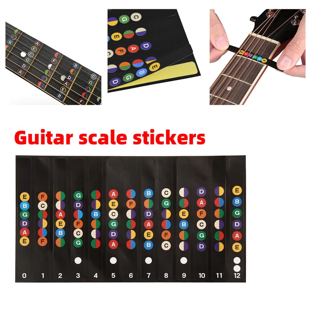 จัดส่งรวดเร็ว สติกเกอร์คอร์ดกีตาร์ไฟฟ้า fretboard guitar sticker สำหรับผู้เริ่มต้น สติ๊กเกอร์โน๊ตสเกลกีตาร์ รูปที่ 4