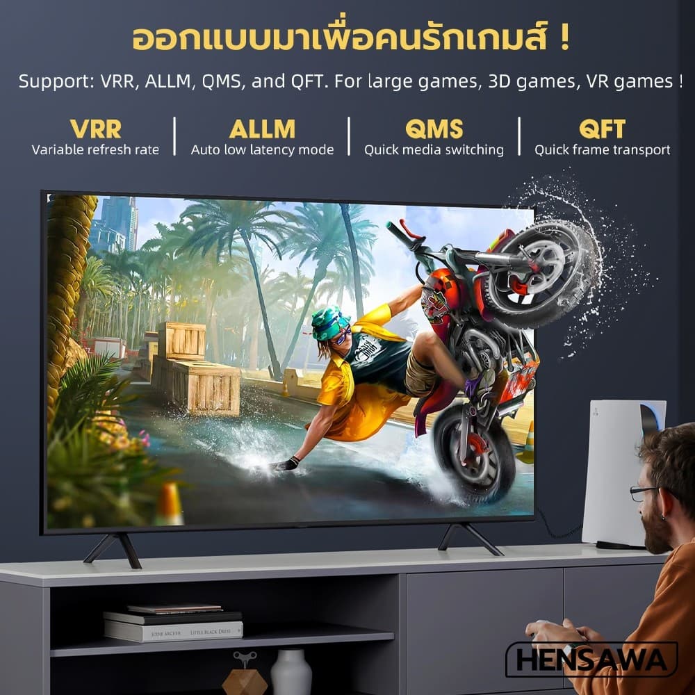 HENSAWA รุ่น VC528-531 สาย HDMI To HDMI 2.1 8K 60HZ 48Gbps ความเร็วสูง สําหรับ PC TV รูปที่ 3