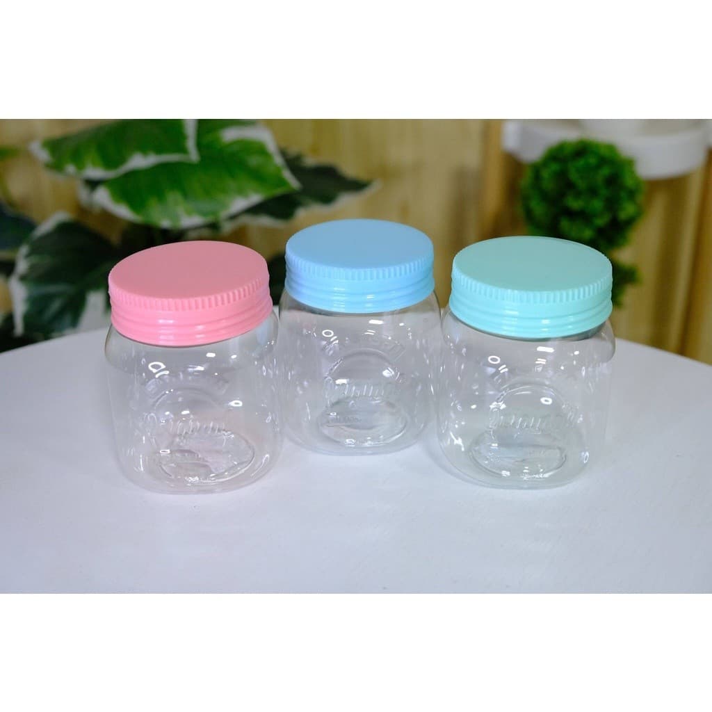 กระปุกพลาสติก 320-430 ml กระปุกฝาเกลียว โหลพลาสติกใส สีสันสวยงาม น่ารัก รูปที่ 6
