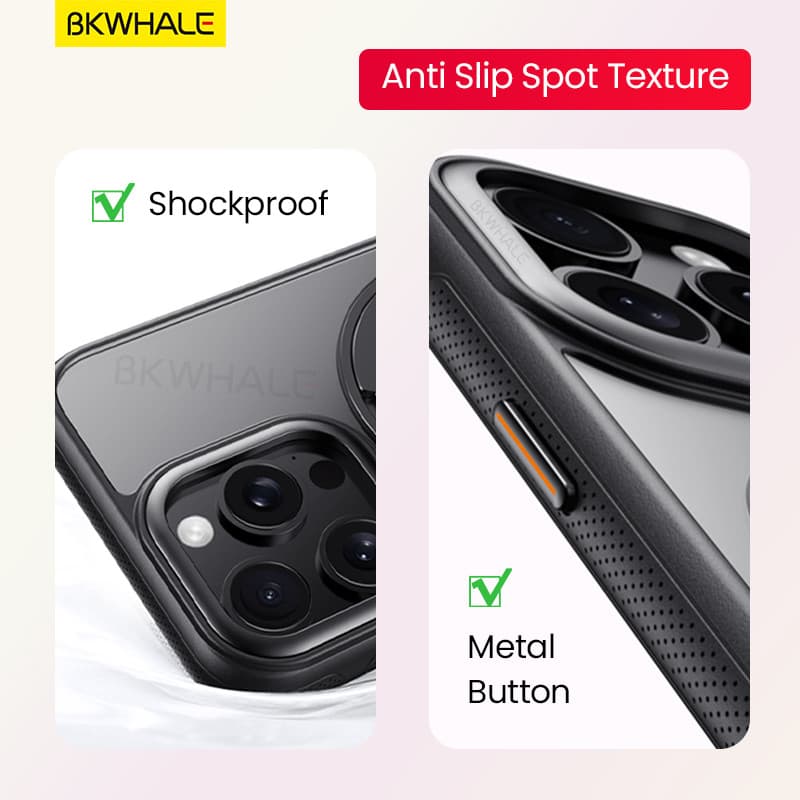 BKWHALE 360° หมุนได้แหวนแม่เหล็กสําหรับiPhone 17 Air 16 Pro Max 17e 16e 15 Pro Max 14 Pro Max 13 Pro Max 16 Plusพับวงเล็บโปร่งแสงปกหลังปลอกใส รูปที่ 9
