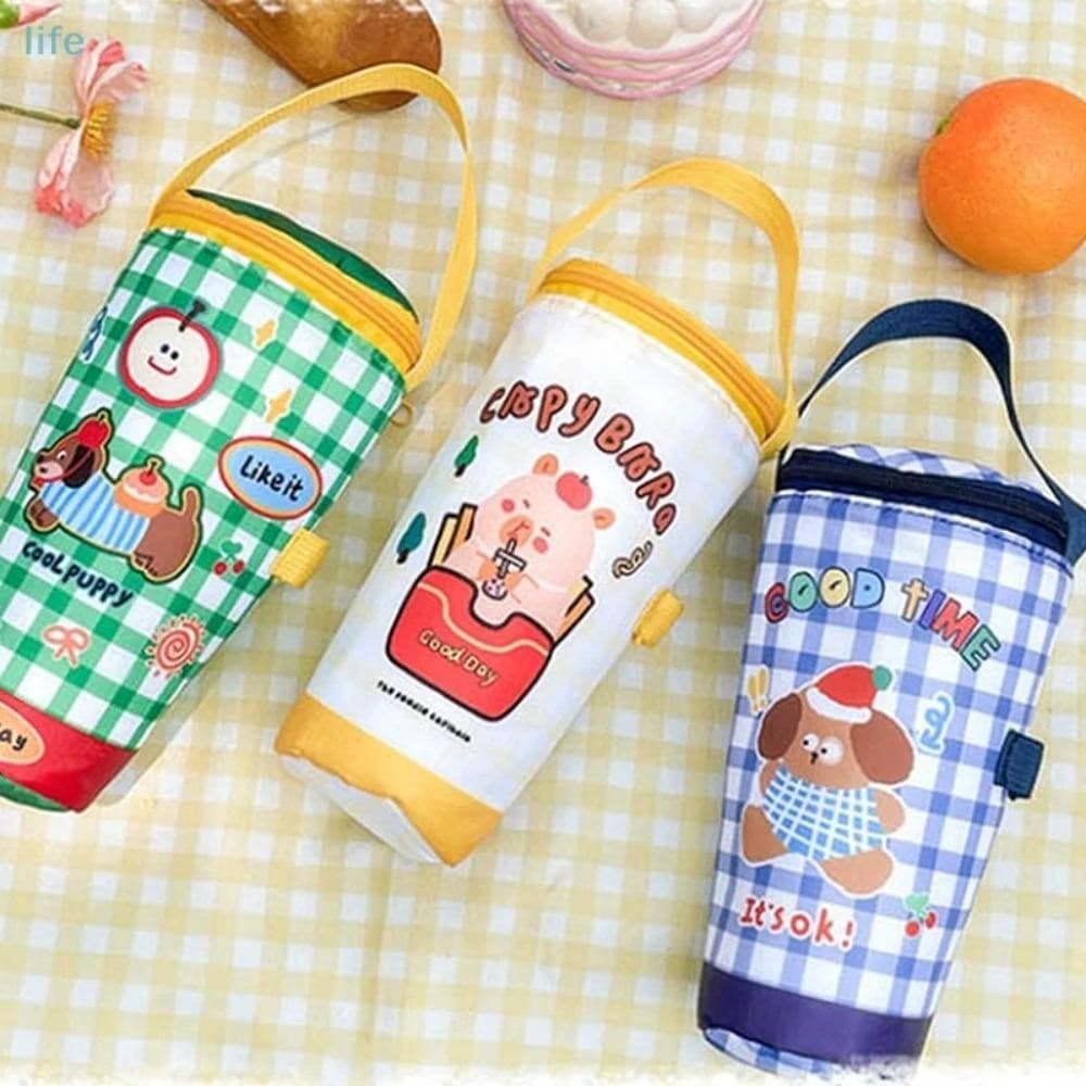 IFAYSHOW ถุงเก็บความร้อน, ผ้าเป็นมิตรกับสิ่งแวดล้อมนมชา Tote Bag, แบบพกพาพกพานํากลับมาใช้ใหม่เดินทางฉนวนถ้วยฝาครอบ Tumbler ถ้วยอุปกรณ์เสริม รูปที่ 9