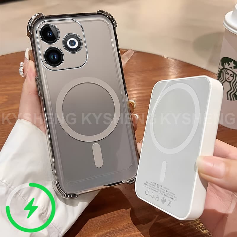 เคสสําหรับ infinix smart 8 9 spark Go 2024 2025 Go 1 HOT 40i 50i เคสโทรศัพท์ TPU ชาร์จแม่เหล็กสี่มุม anti drop โปร่งใส soft shell WBQ รูปที่ 9