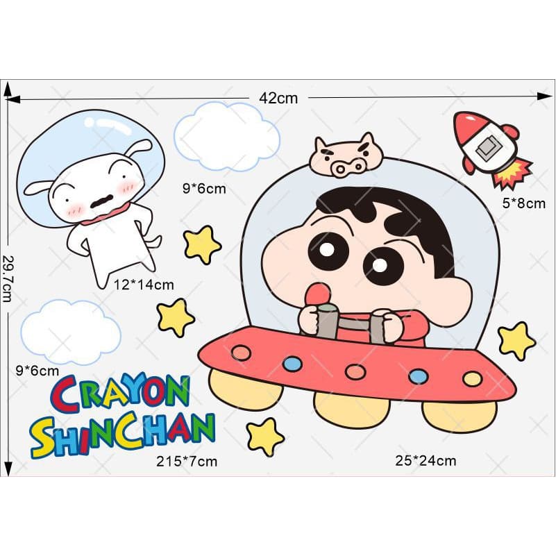 สติ๊กเกอร์การ์ตูนชินจังขนาดใหญ่ กันน้ํา สําหรับกระเป๋าเดินทาง ติดผนัง ตกแต่งรถ FEKC รูปที่ 7