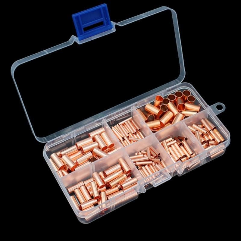 Ahlsen0 125/250/414/578 ชิ้น Non ฉนวนไฟฟ้า Butt Terminal Assortment ชุดลวด Ferrules ชุด 7 ขนาดทองแดง Crimp Connector th รูปที่ 2