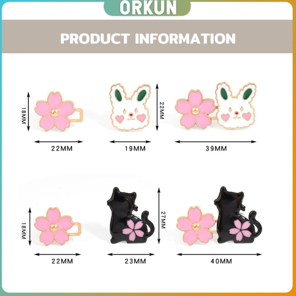 Orkun ตะขอปรับเอวกางเกง กระโปรง หัวเข็ม ลายดอกไม้/แมว/กระต่ายน่ารัก 1 ชิ้น Waist buckle รูปที่ 7