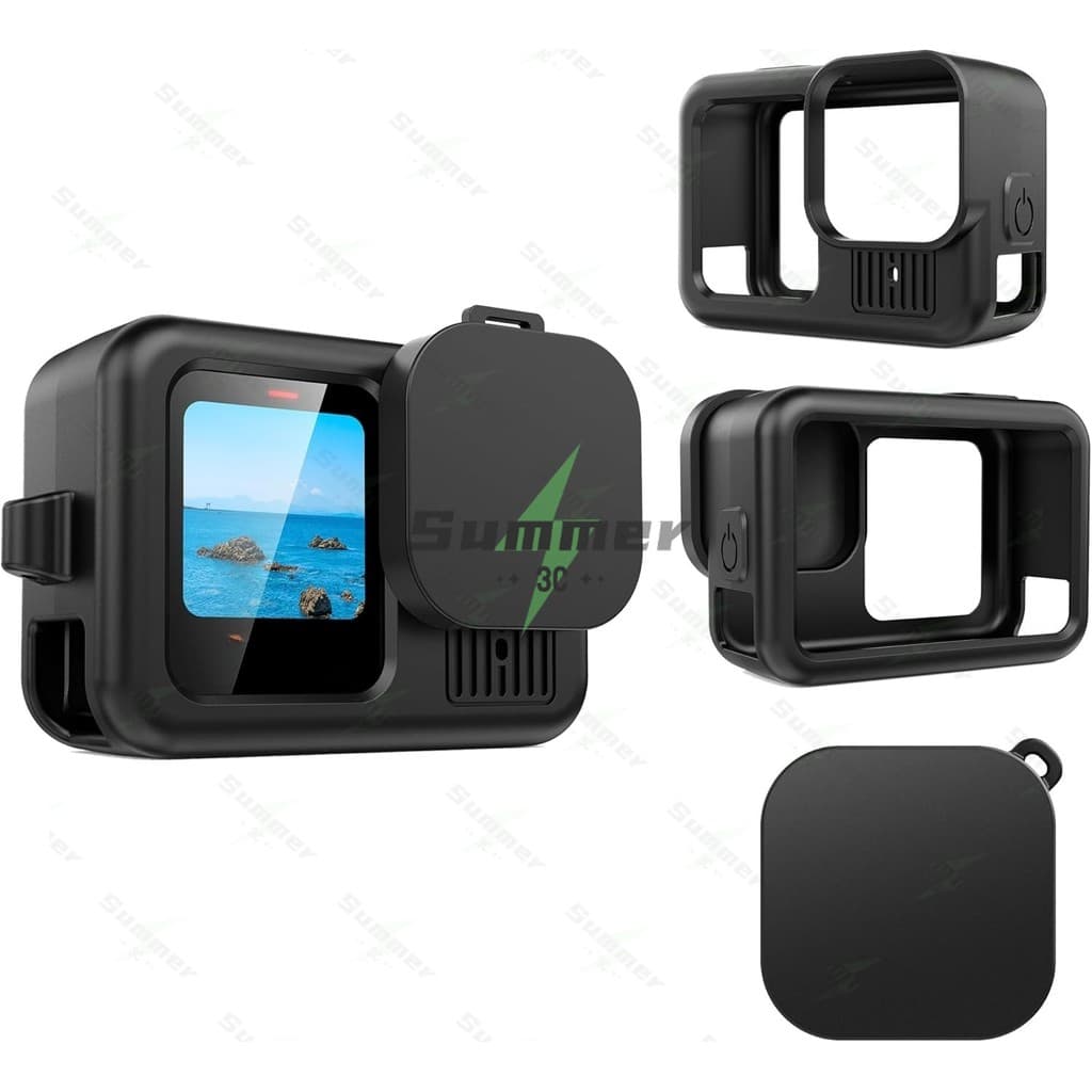 Summer เคสซิลิโคนสำหรับ Go Pro Hero 13/12/11/10/ 9 ฝาครอบแบตเตอรี่ ฝาปิดหน้าจอ ฝาปิดเลนส์ สายคล้องสำหรับกล้องแอคชั่น รูปที่ 3