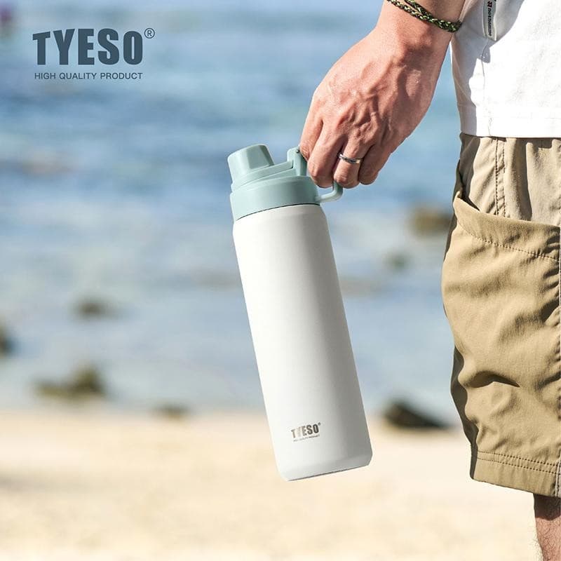 TYESO ใหม่! หลอดซิลิโคน ถอดล้างได้ ขวดน้ำสแตนเลส 304 ขนาด 750-900-1200-1500 ML เก็บอุณหภูมิร้อน-เย็น รูปที่ 5