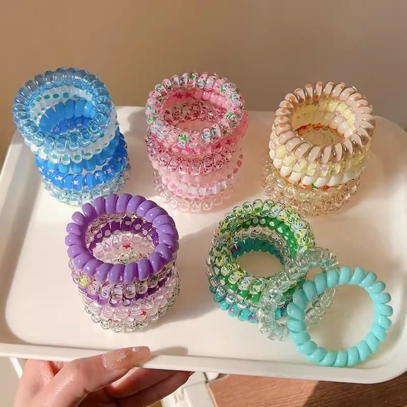 Sweet Candy Color Phone Cord Hair Tie ความยืดหยุ่นสูง No Hair Strangle รูปที่ 8