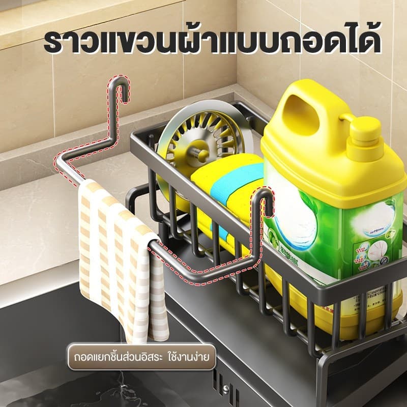 BLIVO จัดส่งจากไทย ชั้นวางอุปกรณ์ในครัว ชั้นวางเศษผ้า ตะกร้าสแตนเลส304 ที่วางของระบายน้ำ รูปที่ 4
