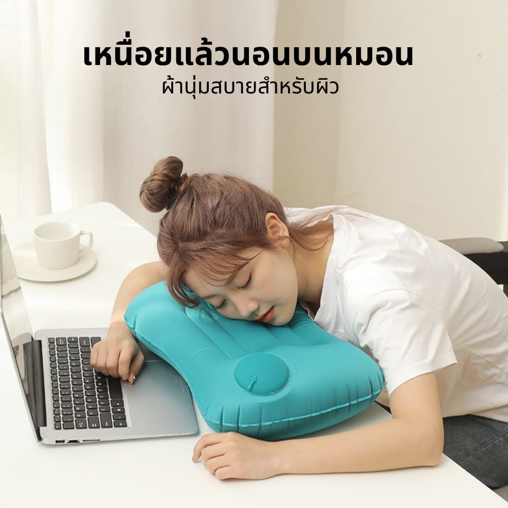 เดินป่า ขนาดใหญ่ เป่าลมพกพา หมอนแคมป์ปิ้ง หมอนหนุน จัดเก็บง่าย น้ำหนักเบา รูปที่ 6