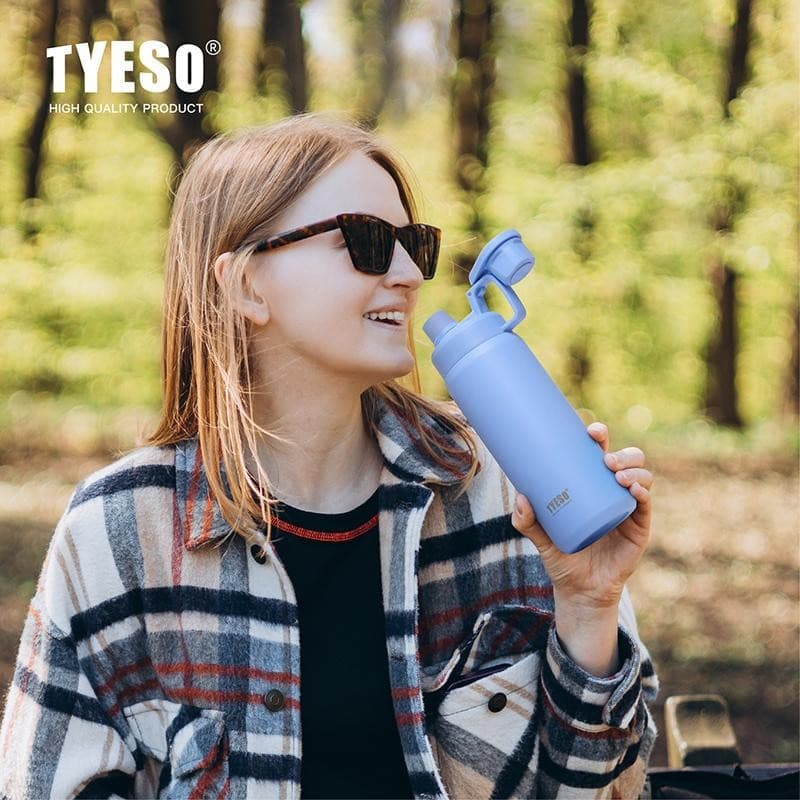 TYESO ใหม่! หลอดซิลิโคน ถอดล้างได้ ขวดน้ำสแตนเลส 304 ขนาด 750-900-1200-1500 ML เก็บอุณหภูมิร้อน-เย็น รูปที่ 4