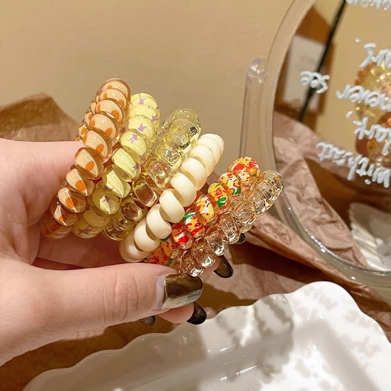 Sweet Candy Color Phone Cord Hair Tie ความยืดหยุ่นสูง No Hair Strangle รูปที่ 5