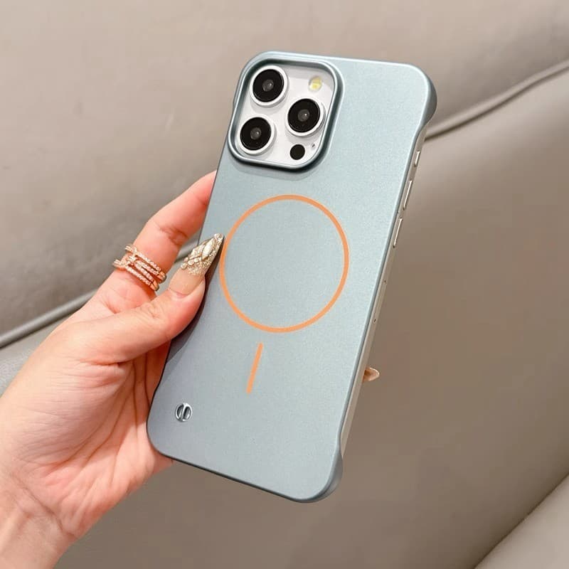 หรูหราไม่มีขอบ Matte เคสโทรศัพท์สําหรับ iPhone 11 12 13 14 15 16 Pro Max แม่เหล็ก Ultrathin กันชนกรณีฝาครอบ รูปที่ 8