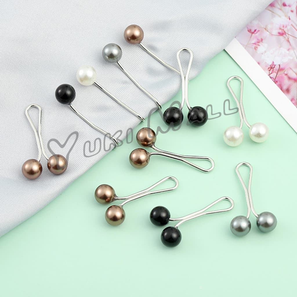Yuki 8Pcs คลิปหนีบเอวกางเกง แขนเสื้อ ปรับขากางเกง ปรับความยาว หัวหมุดประดับมุกเทียม Fashion Pins รูปที่ 6