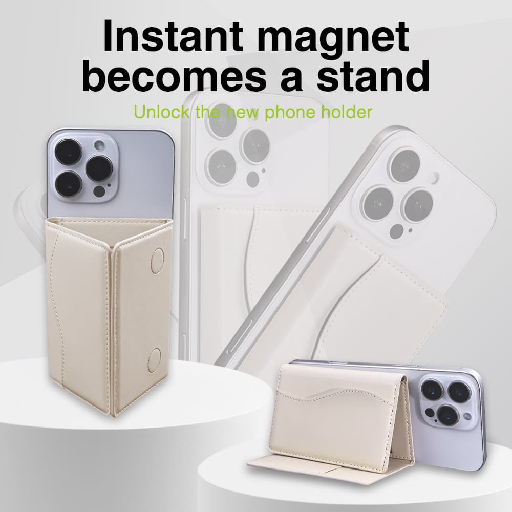 ที่ใส่บัตรผู้ชายแบบพับสามทบ ความจุขนาดใหญ่ ใช้ได้กับโทรศัพท์ Magsafe ที่วางโทรศัพท์ ที่ใส่บัตรแม่เหล็ก รูปที่ 4