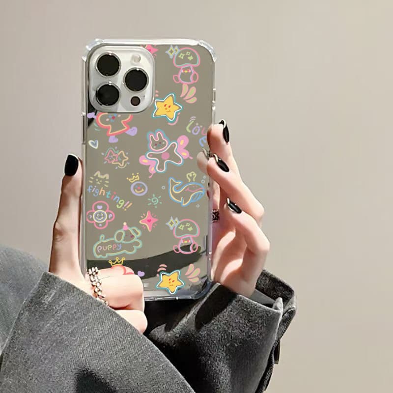 SAMSUNG น่ารักการ์ตูนที่มีสีสันรูปแบบเคสโทรศัพท์สําหรับSamsung S25 Ultra S24 S23 FE S22 Plus A06 A15 A35 A36 A55 A56 A16 A52 4G Make Upกระจกกันกระแทกนุ่ม รูปที่ 7
