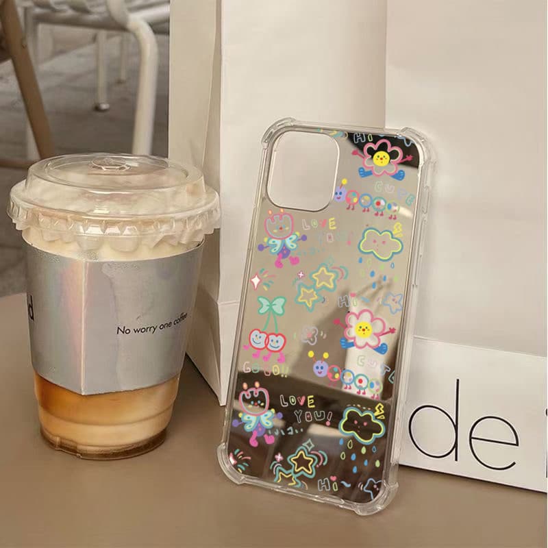 SAMSUNG น่ารักการ์ตูนที่มีสีสันรูปแบบเคสโทรศัพท์สําหรับSamsung S25 Ultra S24 S23 FE S22 Plus A06 A15 A35 A36 A55 A56 A16 A52 4G Make Upกระจกกันกระแทกนุ่ม รูปที่ 5
