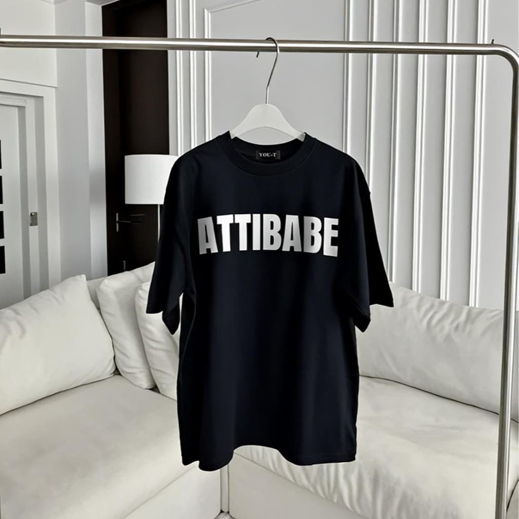 Basi เสื้อผู้ชาย เสื้อยืด oversize สตรีท เกรดพรีเมียม โคตรนุ่ม เสื้อคอตตอน100% ไม่หดตัวลาย ลาย "ATTIBABE" รูปที่ 9