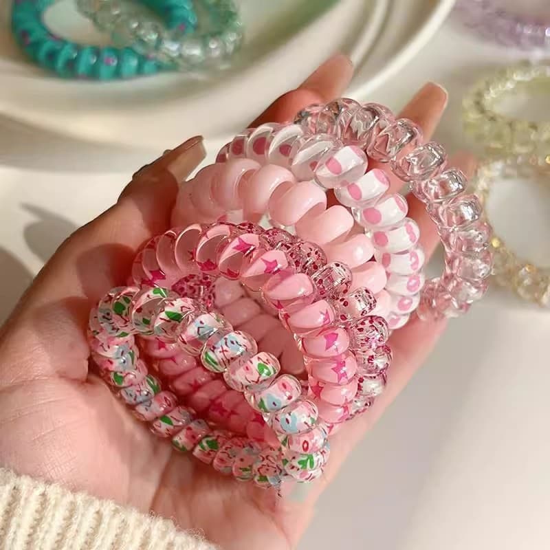Sweet Candy Color Phone Cord Hair Tie ความยืดหยุ่นสูง No Hair Strangle รูปที่ 9