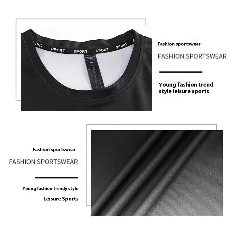 MANSTR M-5XL ฤดูร้อนใหม่ Unisex แห้งเร็วแฟชั่นไล่โทนสีพิมพ์กีฬากลางแจ้งชุดผ้าไหมน้ําแข็ง Dri-fit All-match เสื้อยืดและกางเกงขาสั้นสําหรับผู้ชายผู้หญิง รูปที่ 8