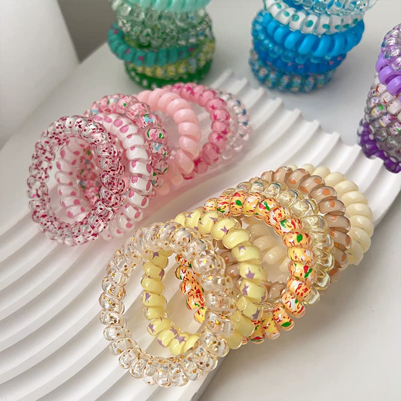 Sweet Candy Color Phone Cord Hair Tie ความยืดหยุ่นสูง No Hair Strangle รูปที่ 1