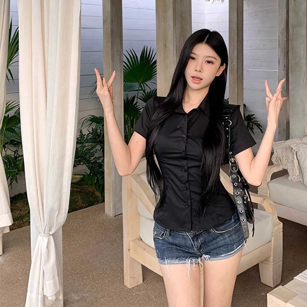 เสื้อเชิ้ตหญิงลายตาราง เอวเข้ารูป ดูดีทุกมุม รูปที่ 7