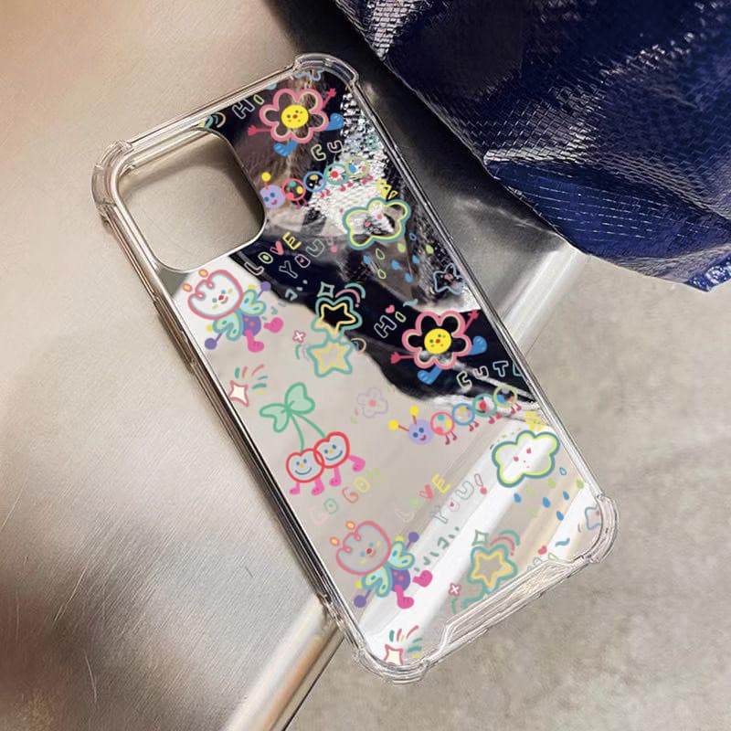 SAMSUNG น่ารักการ์ตูนที่มีสีสันรูปแบบเคสโทรศัพท์สําหรับSamsung S25 Ultra S24 S23 FE S22 Plus A06 A15 A35 A36 A55 A56 A16 A52 4G Make Upกระจกกันกระแทกนุ่ม รูปที่ 4
