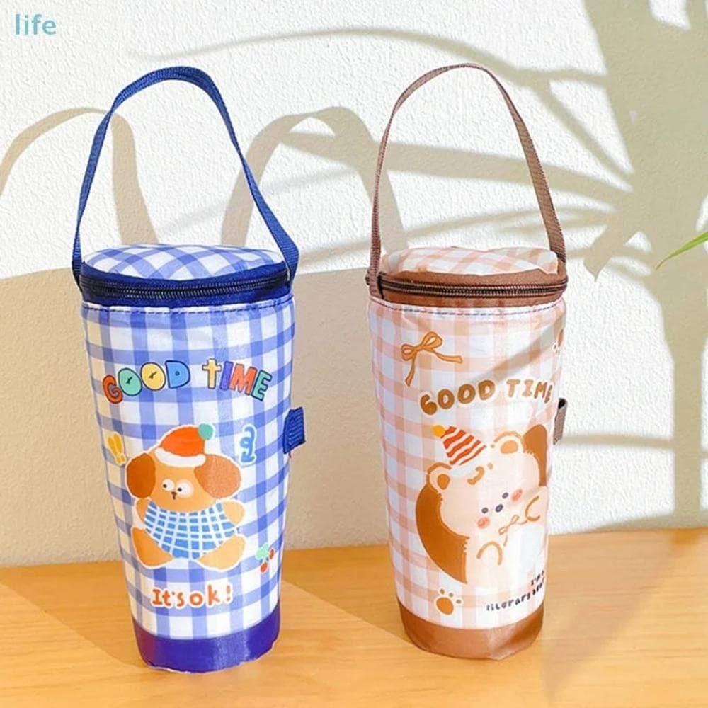 IFAYSHOW ถุงเก็บความร้อน, ผ้าเป็นมิตรกับสิ่งแวดล้อมนมชา Tote Bag, แบบพกพาพกพานํากลับมาใช้ใหม่เดินทางฉนวนถ้วยฝาครอบ Tumbler ถ้วยอุปกรณ์เสริม รูปที่ 8