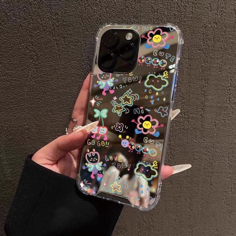 SAMSUNG น่ารักการ์ตูนที่มีสีสันรูปแบบเคสโทรศัพท์สําหรับSamsung S25 Ultra S24 S23 FE S22 Plus A06 A15 A35 A36 A55 A56 A16 A52 4G Make Upกระจกกันกระแทกนุ่ม รูปที่ 2