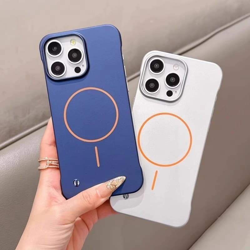 หรูหราไม่มีขอบ Matte เคสโทรศัพท์สําหรับ iPhone 11 12 13 14 15 16 Pro Max แม่เหล็ก Ultrathin กันชนกรณีฝาครอบ รูปที่ 3