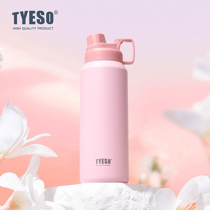 TYESO ใหม่! หลอดซิลิโคน ถอดล้างได้ ขวดน้ำสแตนเลส 304 ขนาด 750-900-1200-1500 ML เก็บอุณหภูมิร้อน-เย็น รูปที่ 2