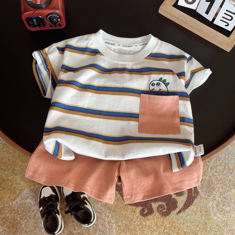 Dolemi Baby เสือโปโล+กางเกงขาสั้น ชุดเข้าเซท2 ชิ้น สำหรับเด็กผู้ชาย 80-120 cmเสือโปโล เสื้อผ้าเด็กผู้ชาย สำหรับเด็ก 0-4 รูปที่ 4