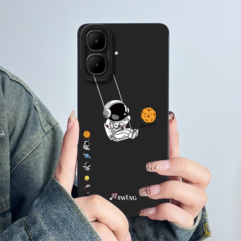 ออกแบบใหม่ปลอกสําหรับ Infinix Smart 10 น่ารักนักบินอวกาศการ์ตูนเลนส์เหลวป้องกันซิลิโคนนุ่ม TPU ฝาครอบโทรศัพท์สําหรับ Infinix Smart10 Ultrathin กรณี รูปที่ 4