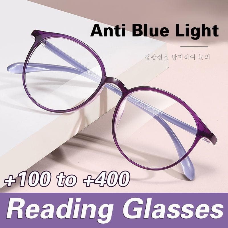 แว่นอ่านหนังสือระดับพรีเมียมสําหรับผู้หญิง +1.00 ถึง +4.00 - กรองแสงสีฟ้า, ป้องกันความเมื่อยล้า, กรอบกลมน้ําหนักเบาพิเศษ รูปที่ 1