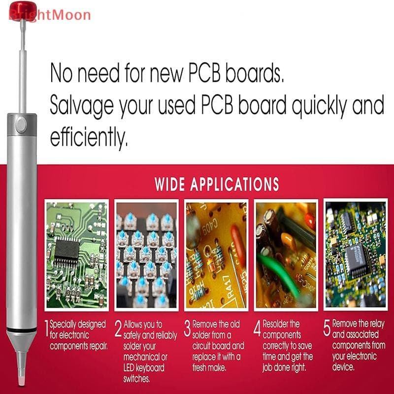 BrightMoon Solder Sucker Clog Desoldering ปั๊มสําหรับ Solder ถอดเปลี่ยนความร้อน Resistan ซิลิโคนดูดหัวฉีด รูปที่ 7