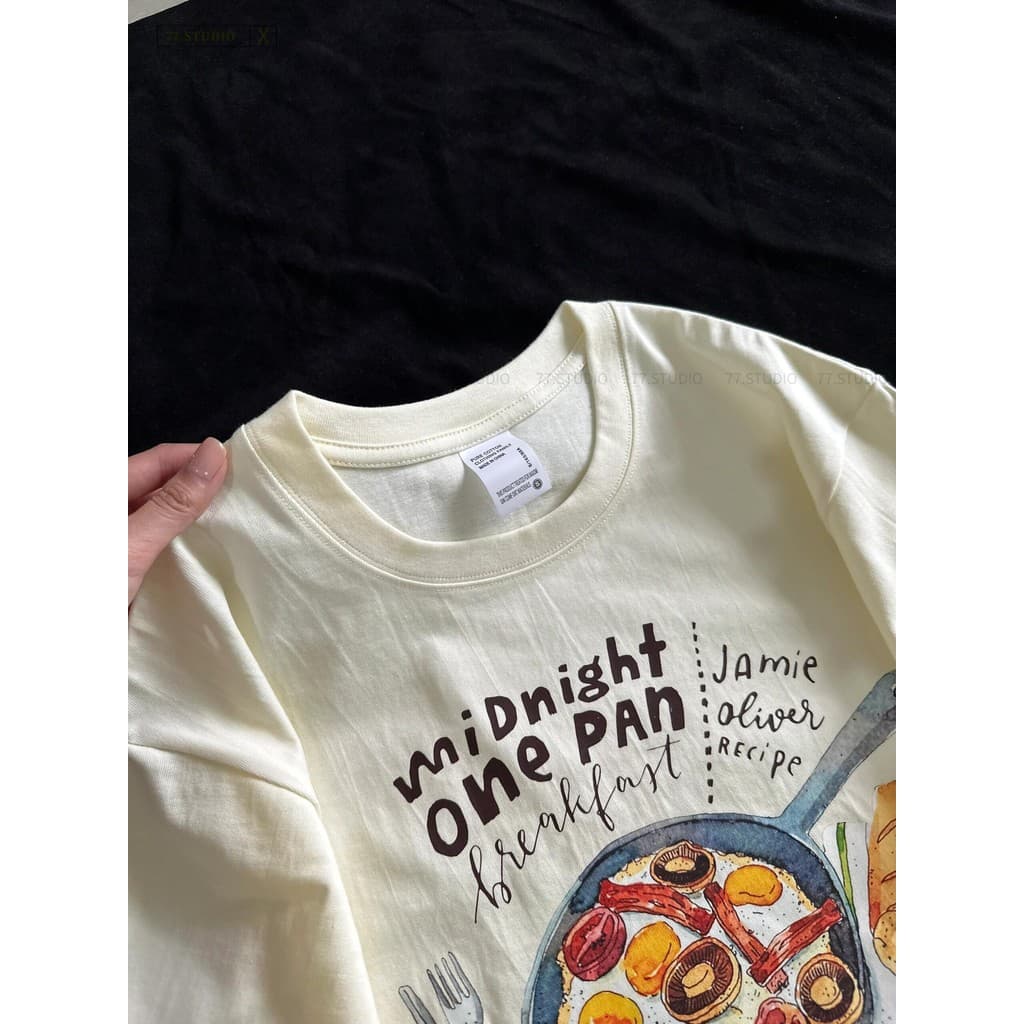 ‌COD ส่งBKKเสื้อยืด oversize t-shirt ผ้าฝ้ายแขนสั้นนุ่ม ลายอาหารunisex เสื้อ cotton ไซส์S-3XL รูปที่ 5