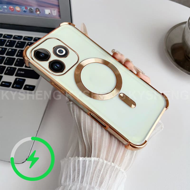 เคสสําหรับ infinix smart 8 9 spark Go 2024 2025 Go 1 HOT 40i 50i เคสโทรศัพท์ TPU ชาร์จแม่เหล็กสี่มุม anti drop โปร่งใส soft shell WBQ รูปที่ 7