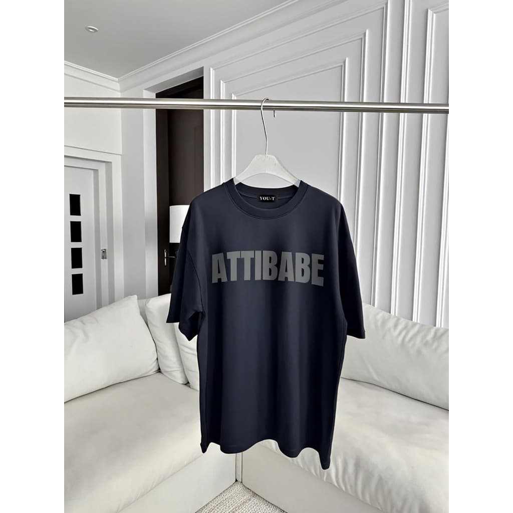 Basi เสื้อผู้ชาย เสื้อยืด oversize สตรีท เกรดพรีเมียม โคตรนุ่ม เสื้อคอตตอน100% ไม่หดตัวลาย ลาย "ATTIBABE" รูปที่ 4