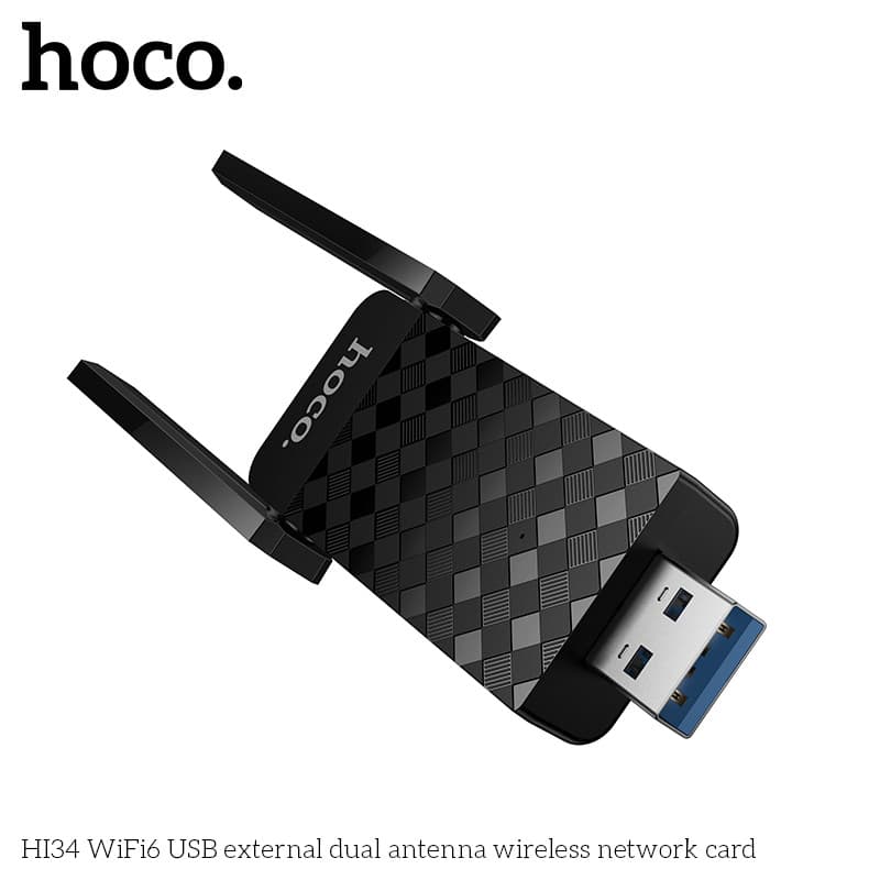 HOCO HI34 ตัวรับสัญญาณ WiFi6 แบบเสาคู่ ความเร็ว 600Mbps Adapter USB 5GHz ยูเอสบีไวไฟ Wireless Network Card hc5 รูปที่ 4