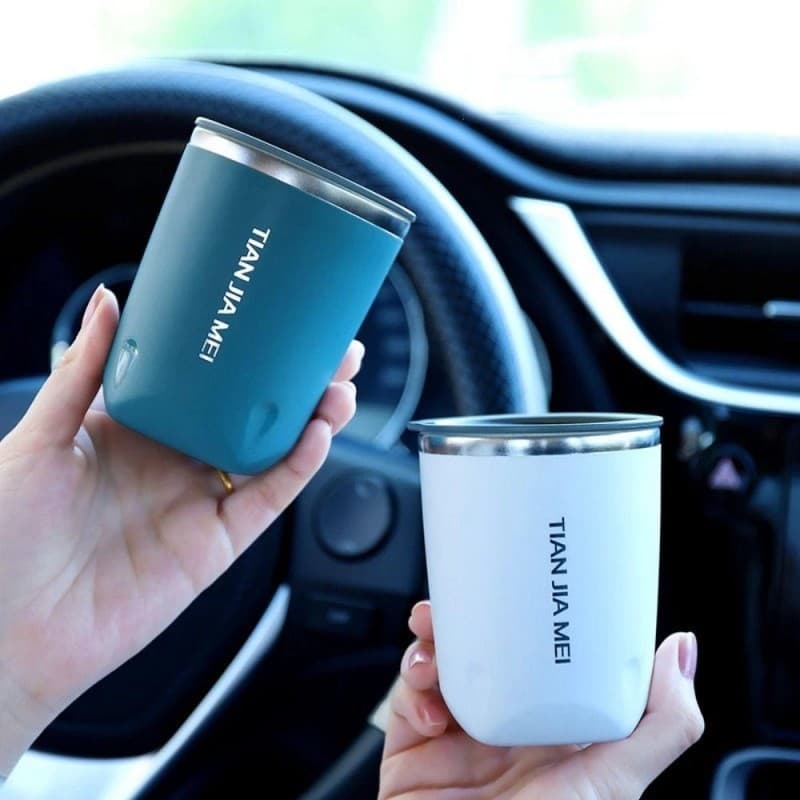 หลักฐานการรั่วไหลของเครื่องดื่ม แก้วกาแฟความร้อน,สองชั้น 300ML พร้อมฝาปิด 304 ความประณีต ถ้วยเก็บความร้อนสแตนเลสนักเรียน รูปที่ 7