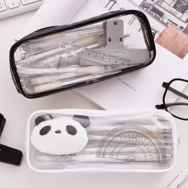 กระเป๋าดินสอ PVC โปร่งใส กล่องดินสอวัสดุที่ทนทาน มัลติฟังก์ชั่ แบบมินิมอล รูปที่ 9