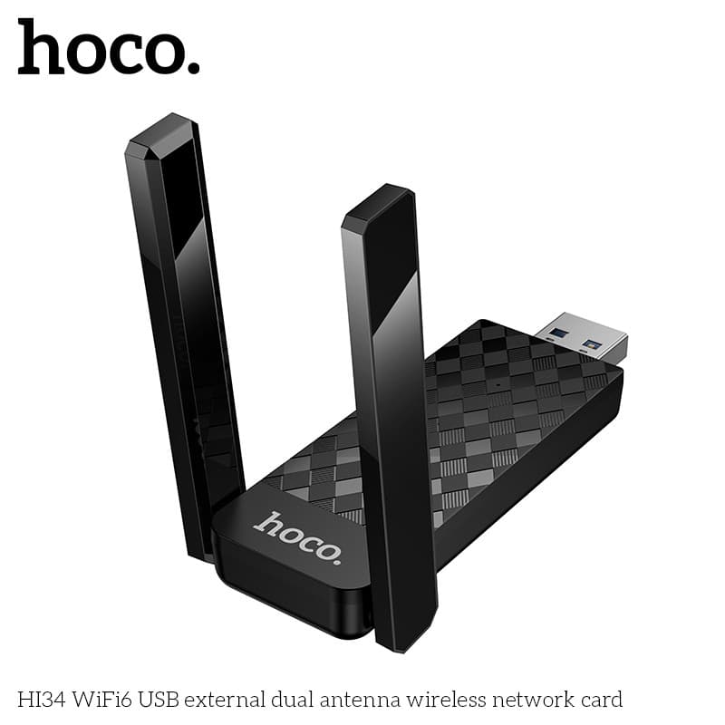 HOCO HI34 ตัวรับสัญญาณ WiFi6 แบบเสาคู่ ความเร็ว 600Mbps Adapter USB 5GHz ยูเอสบีไวไฟ Wireless Network Card hc5 รูปที่ 2
