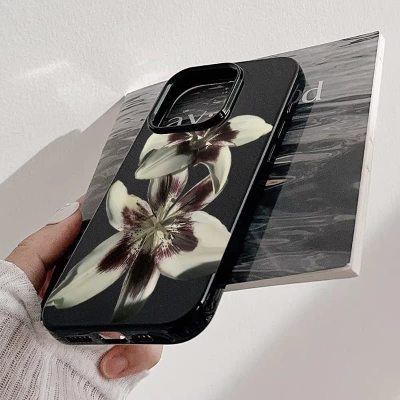 สําหรับiPhone 11 16 15 Pro Max 16e 14 11 12 13 15 Pro XR XS Max X 7 8 Plus SE2022 Retro Lilyดอกไม้รูปแบบนุ่มTPUกันกระแทก รูปที่ 2