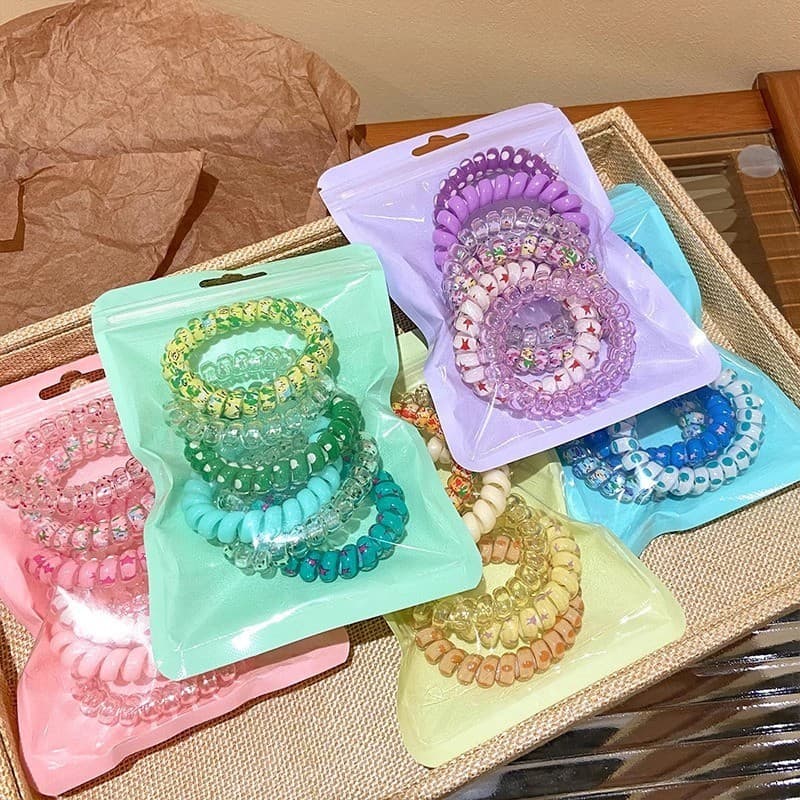 Sweet Candy Color Phone Cord Hair Tie ความยืดหยุ่นสูง No Hair Strangle รูปที่ 6