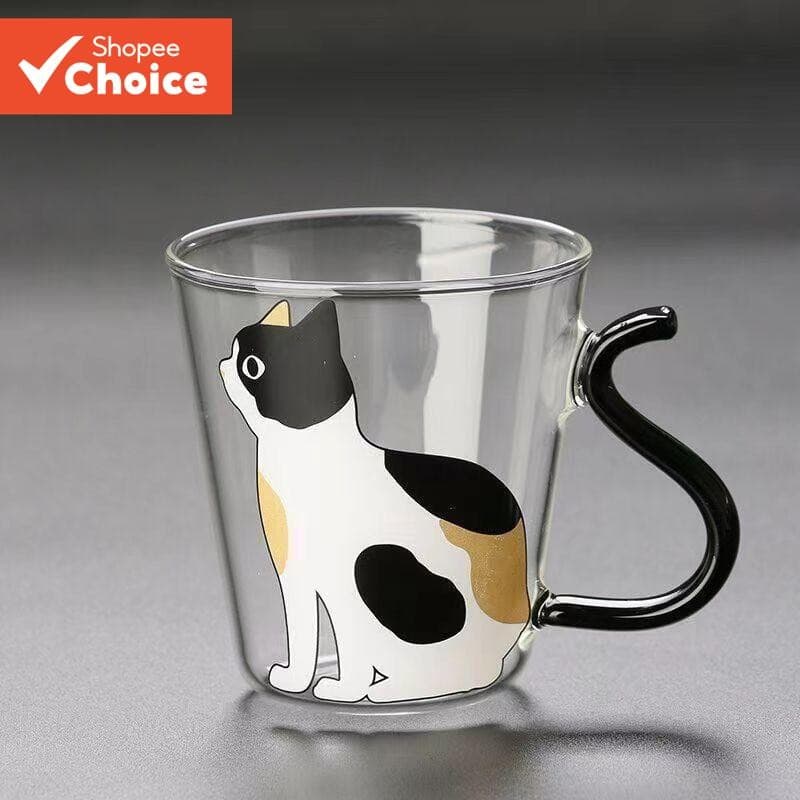 One แก้ว Cat Cup ทนความร้อนเย็น-Resistant Creative Mug Novelty Cat Cup 260ml/8.8oz, ถ้วยสํานักงาน, ถ้วยแก้วพร้อมฟาง รูปที่ 1
