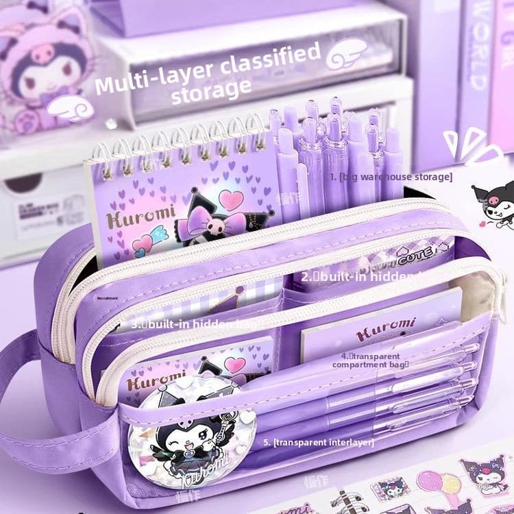 กระเป๋าดินสอใสขนาดใหญ่กันน้ำน่ารักและมีสไตล์ - Kuromi, Cinnamoroll, My Melody และซิปที่ทนทานสำหรับโรงเรียน วัยรุ่น เด็กชายและเด็กหญิง รูปที่ 4