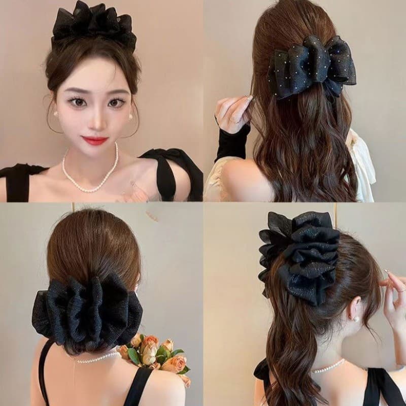 ผู้หญิง Bling สูงผูกผมหางม้าคลิปผมกล้วย Hairpin เกาหลี Headwear รูปที่ 2
